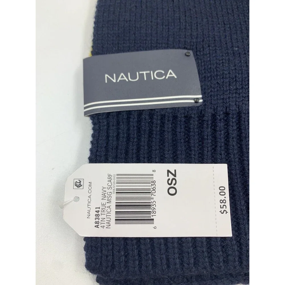 Nautica Mens Scarf Knit‎ Spell Out Texture Warm Cozy Business Casual Preppy NEW